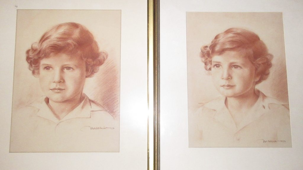 Zwei sehr ähnliche Porträt-Zeichnungen von Albert Bühler als Kind