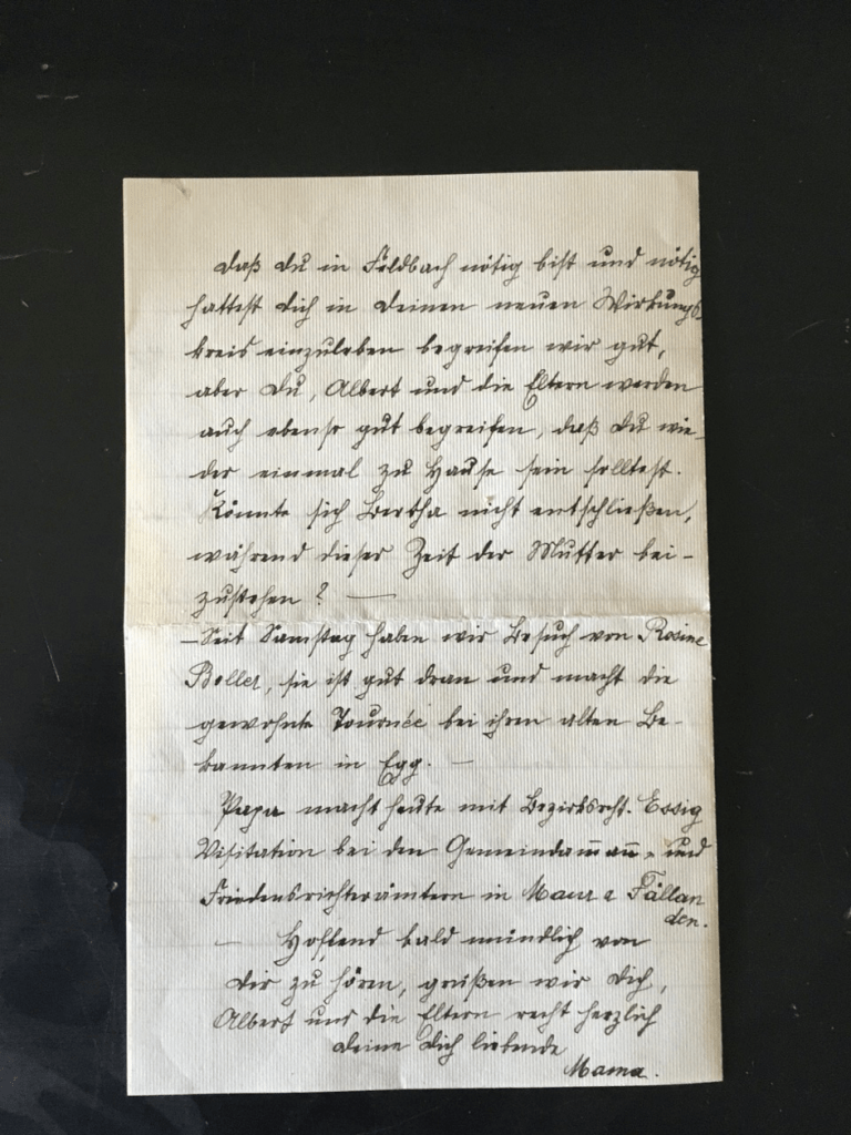 Handschriftlicher Brief von Ida Meier an ihre Tochter Hedwig Boller