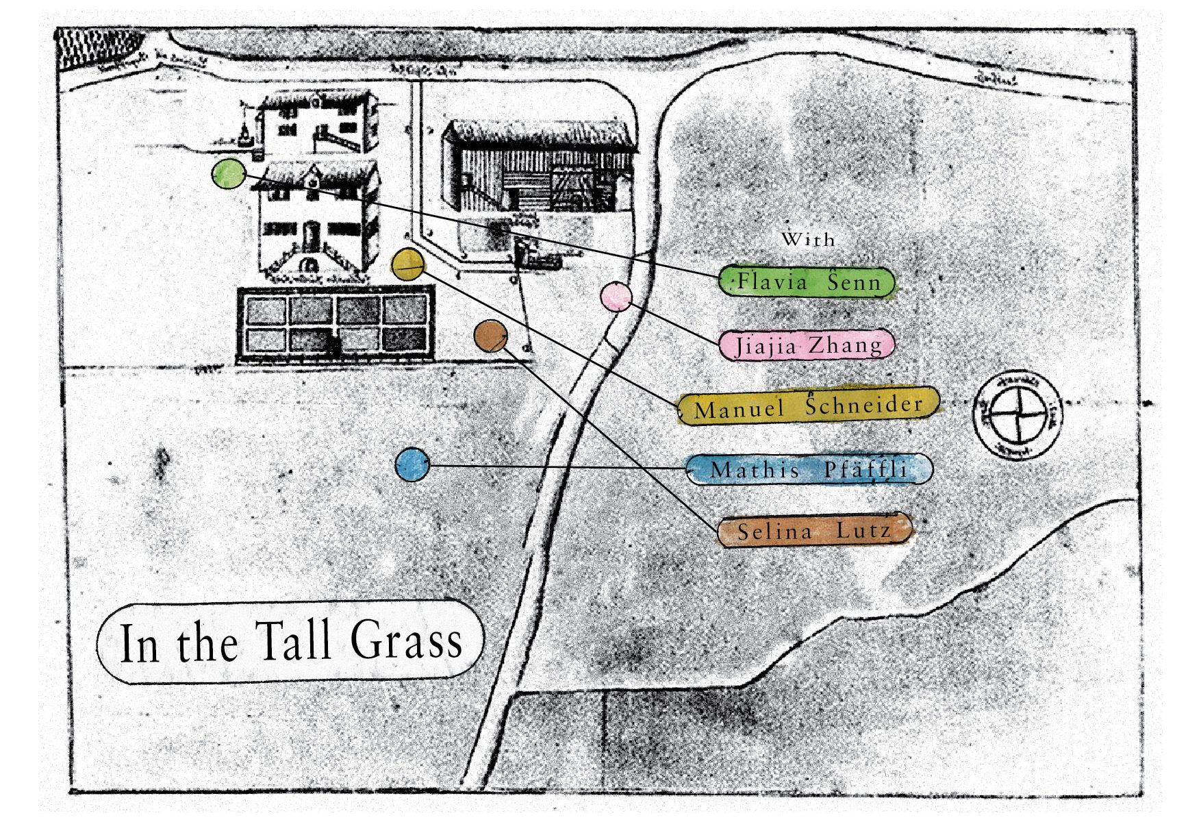 Lageplan zur Ausstellung «In the Tall Grass» auf dem Oberhaushof