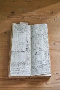 aufgeschlagenes altes, handschriftliches Rechnungsbuch